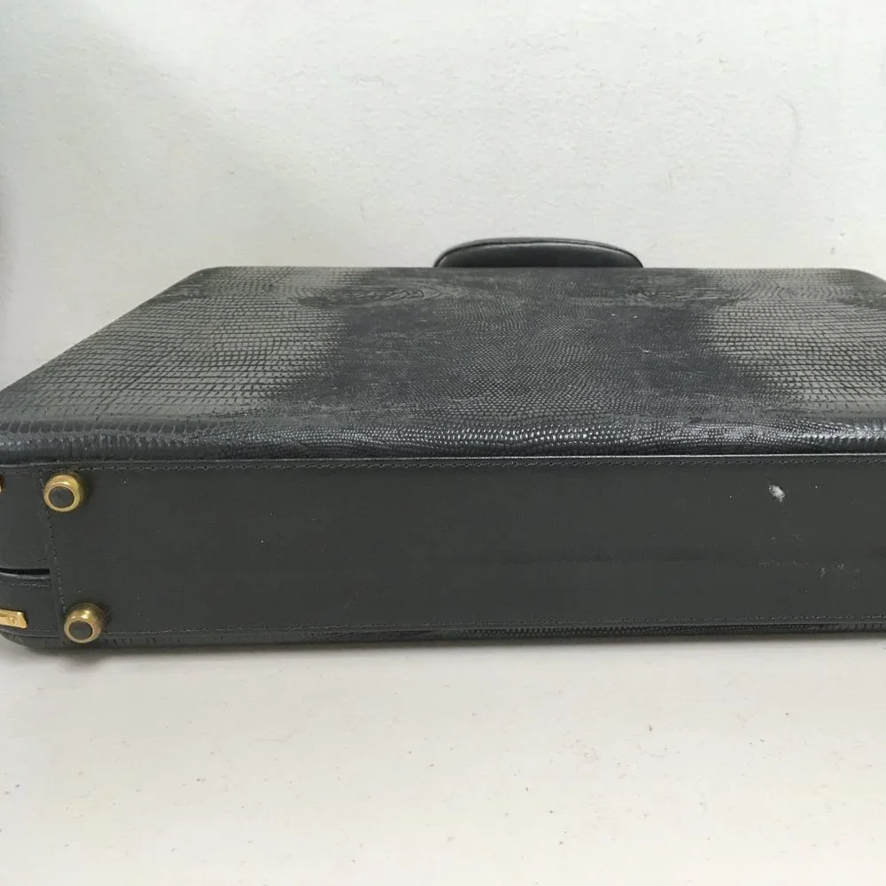 Amniet crocodile belly leather black briefcase attache case New Opus